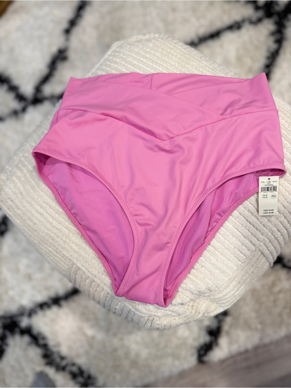 Aerie Crossover High Waisted Bikini Bottom Pink NWT Medium M - Picture 3 of 8